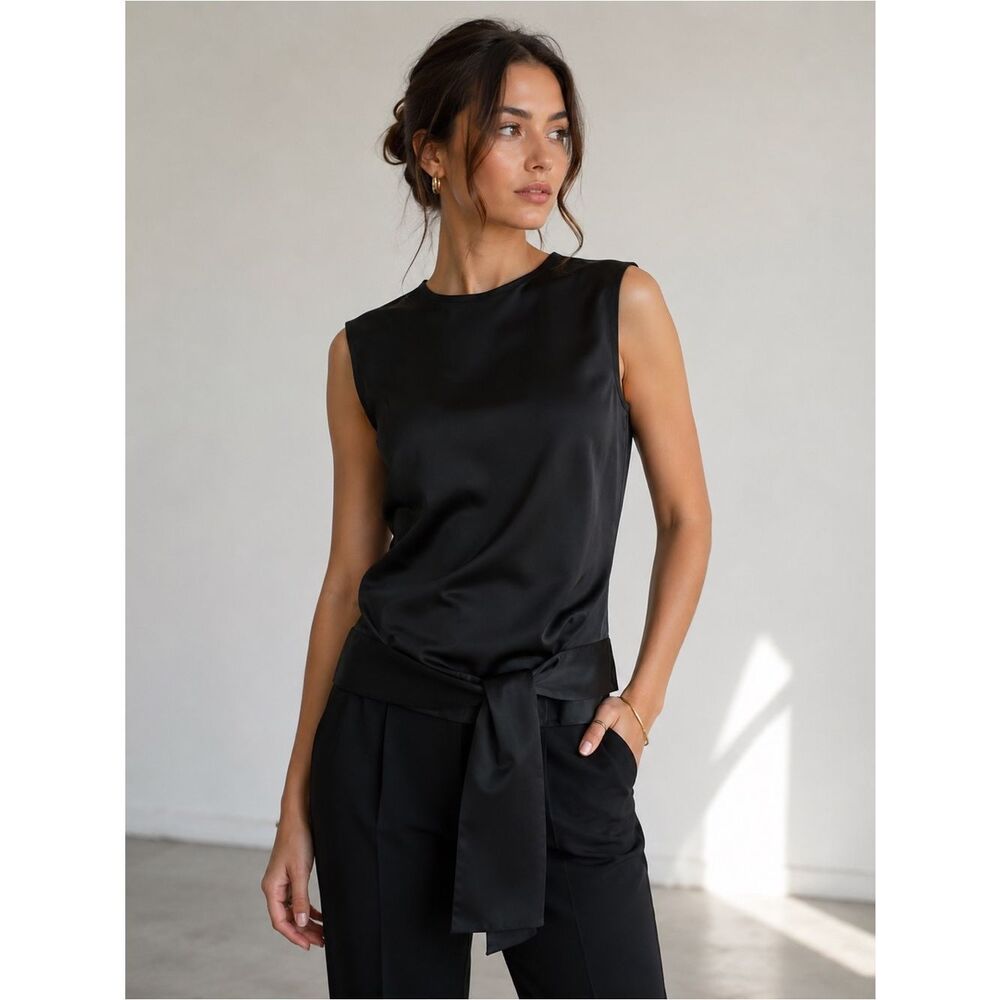 Helmut Lang Black Tie-Hem Tank Top